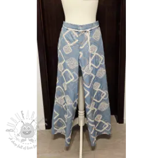 Bawełniana tkanina JEANS EMBROIDERY Square light blue