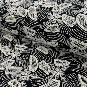 Bawełniana tkanina EMBROIDERY Amia czarna