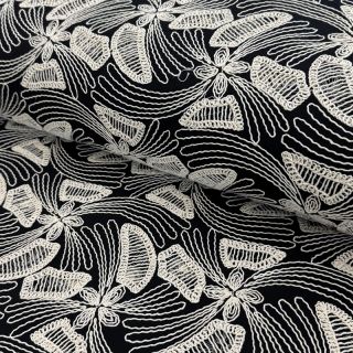 Bavlnená látka EMBROIDERY Amia black