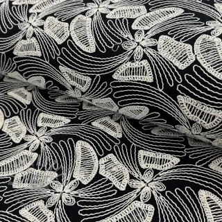 Bawełniana tkanina EMBROIDERY Amia czarna