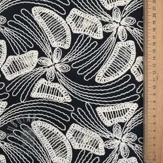 Bawełniana tkanina EMBROIDERY Amia czarna