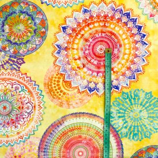Dekoračná látka s teflonovou úpravou MANDALA WATERCOLOUR YELLOW