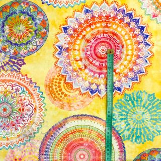 Tkanina ogrodowa teflonowa MANDALA WATERCOLOUR YELLOW