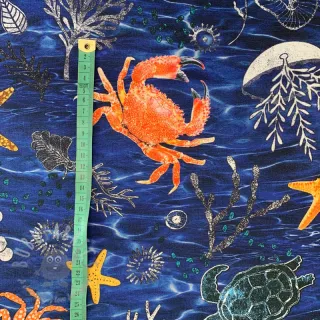Tkanina dekoracyjna z powłoką teflonową SEA LIFE ANIMALS