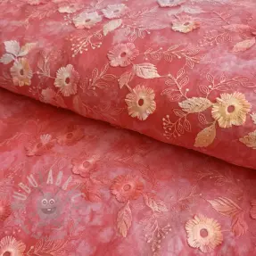 Bawełniana tkanina TIE DYE EMBROIDERY Poppy design K