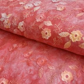 Tkanina bawełniana TIE DYE EMBROIDERY Poppy design K