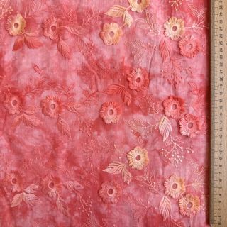 Bavlnená látka TIE DYE EMBROIDERY Poppy design K