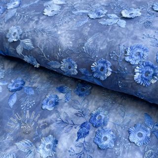 Bawełniana tkanina TIE DYE EMBROIDERY Poppy design L