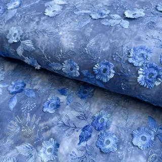 Bawełniana tkanina TIE DYE EMBROIDERY Poppy design L
