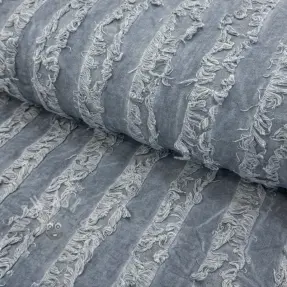 Bawełniana tkanina z lnem Vintage Fringe Stripe blue
