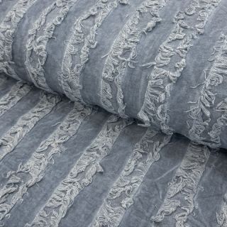 Bavlnená látka s ľanom Vintage Fringe Stripe blue