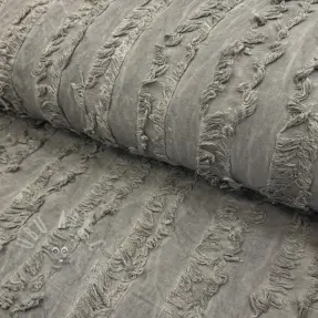 Bawełniana tkanina z lnem Vintage Fringe Stripe grey