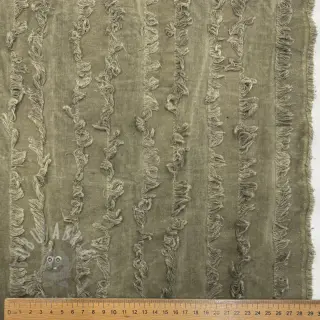 Bawełniana tkanina z lnem Vintage Fringe Stripe army