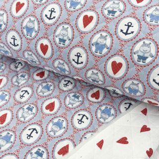 Tkanina bawełniana QUILTING Titouan niebieska