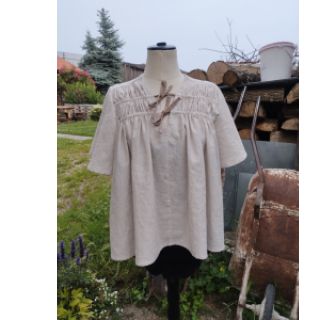 Len z bawełną Lira medium stripe beige