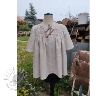 Len z bawełną Lira medium stripe beige