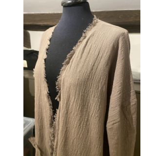 Bavlnená látka s ľanom Vintage Fringe Stripe naturals