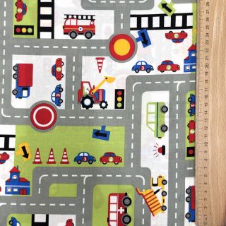 Bavlnená látka Cars on the road design C