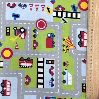 Bavlnená látka Cars on the road design A