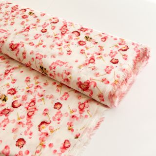 Viskóza RAYON POPLIN Pink flowers design B digital print