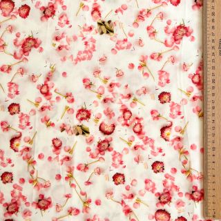 Viskóza RAYON POPLIN Pink flowers design B digital print