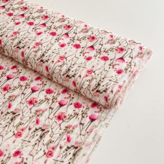 Viskóza RAYON POPLIN Pink flowers design A digital print