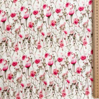 Viskóza RAYON POPLIN Pink flowers design A digital print