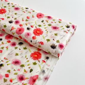 Viskóza RAYON POPLIN Pink flowers design C digital print