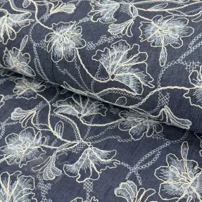Bawełniana tkanina JEANS EMBROIDERY Lisa design A