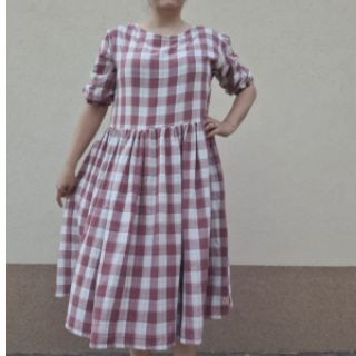 Podwójna gaza/muslin Double sided CHECKS MINI rosewood