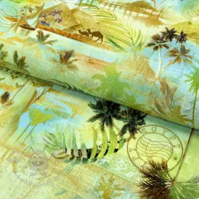 Tkanina wiskozowa z lnem Egypt design A digital print