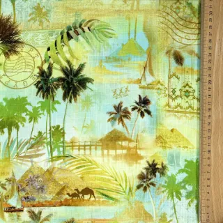 Tkanina wiskozowa z lnem Egypt design A digital print