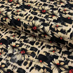 Tkanina wiskozowa z lnem Daisy design B digital print