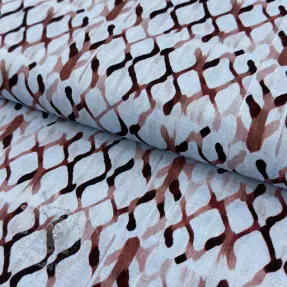 Tkanina wiskozowa z lnem Ivy Diamonds design A digital print