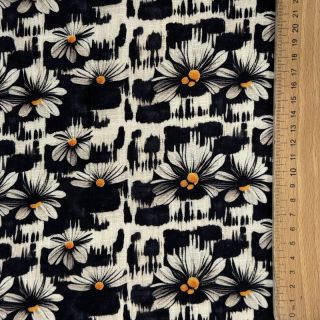 Viskóza s ľanom Daisy design A digital print