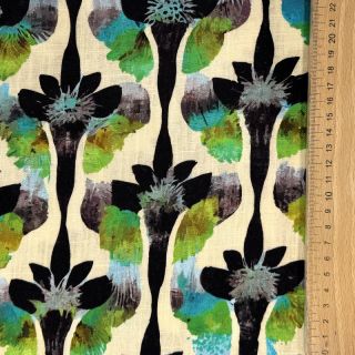 Viskóza s ľanom Artificial flower design A digital print