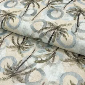 Tkanina wiskozowa z lnem Palm tree digital print