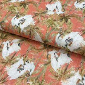 Len wiskoza Crane bird design B digital print