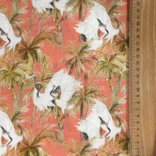 Len wiskoza Crane bird design B digital print