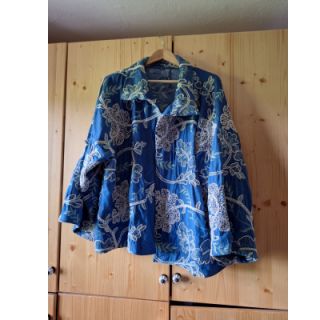 Bawełna JEANS Embroidery leaves black