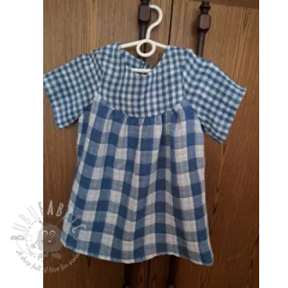 Muślin double gauze Double sided CHECKS MINI indigo