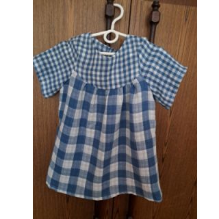 Podwójna gaza/muślin Double sided CHECKS MINI indigo