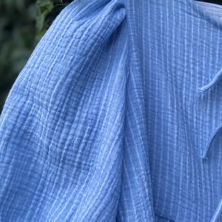 Muślin double gauze YARN DYED Stripes light blue