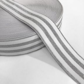 Guma gładka 4 cm LUREX SILVER off white