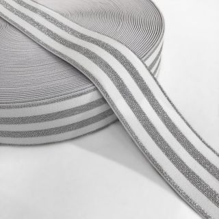 Guma gładka 4 cm LUREX SILVER off white