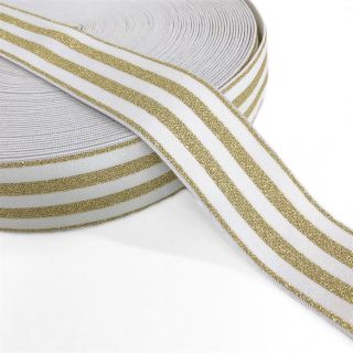 Guma gładka 4 cm LUREX GOLD off white
