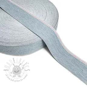Guma gładka 4 cm JEANS WHITE STRIPE light blue