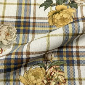 Tkanina dekoracyjna Linenlook Classic Peony Check digital print