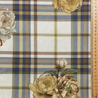 Tkanina dekoracyjna Linenlook Classic Peony Check digital print
