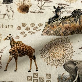 Tkanina dekoracyjna Linenlook Wildlife Safari Trip digital print